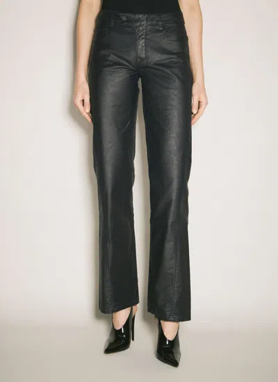 Mugler Waxed Straight Leg Pants In Black