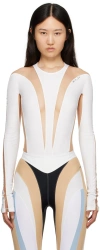 Mugler White & Beige Illusion Bodysuit In B10n1 Snow / Nude 01