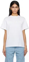 Mugler Crew Neck Jersey Top With Short Sleeves And Straight Hem In 1016 Warm White