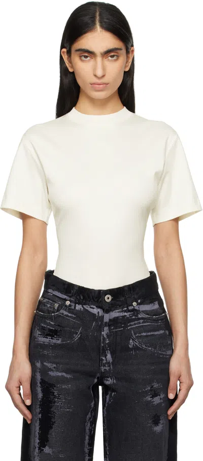 MUGLER WHITE CORSET OPEN BACK JERSEY BODYSUIT
