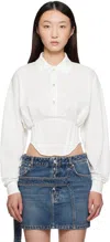 Mugler Long-sleeved Polo Shirt In White
