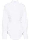 MUGLER WHITE COTTON POINTED FLAT COLLAR LACE-UP SHIRT WITH LONG SLEEVES