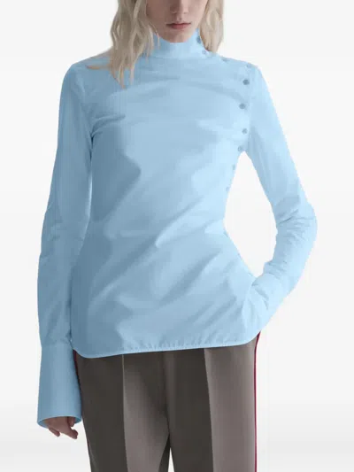 Mugler White Fencing Shirt In Blue