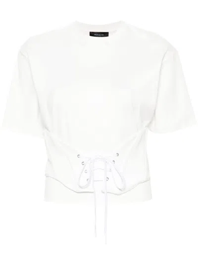 Mugler White Layered Corset Stretch T-shirt For Women