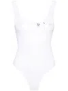 MUGLER WHITE LOGO PRINT BODYSUIT FOR WOMEN