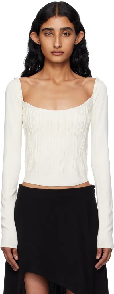 Mugler White Ottoman Long Sleeve T-shirt
