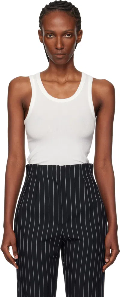 Mugler White Ribbed Tank Top