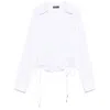 Mugler Slim Fit V-neck Optical White Organic Cotton Shirt Women