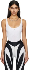 Mugler White Spiral Bodysuit In 1016 Warm White