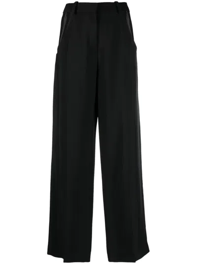 Mugler Cut-out Wide-leg Tailored Trousers In Black