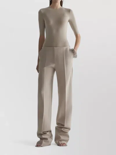Mugler Wide Leg Trousers Pleated Front Side Pockets In Gray