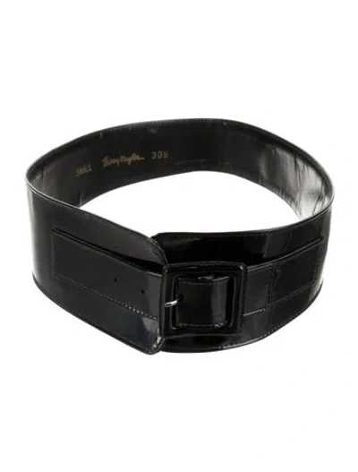 Pre-owned Mugler Wide Patent Leather Waist Belt In Black