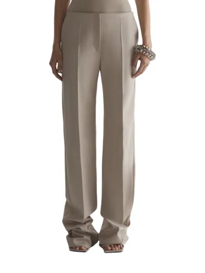 Mugler Wide-leg High-waist Brown Trousers With Central Crease In Gray