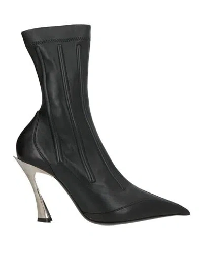 Mugler Woman Ankle Boots Black Size 7 Leather