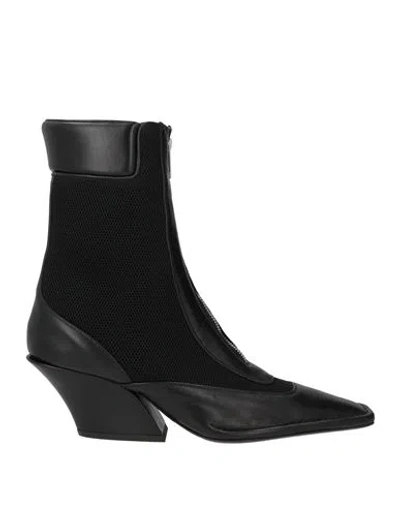 Mugler Woman Ankle Boots Black Size 7 Leather, Textile Fibers