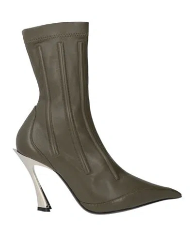 Mugler Woman Ankle Boots Military Green Size 7 Leather