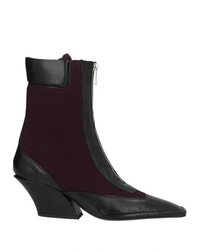 Mugler Woman Ankle Boots Purple Size 7 Leather, Textile Fibers