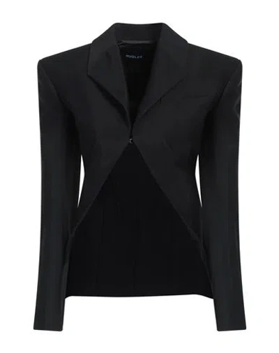 Mugler Woman Blazer Black Size 8 Viscose, Virgin Wool