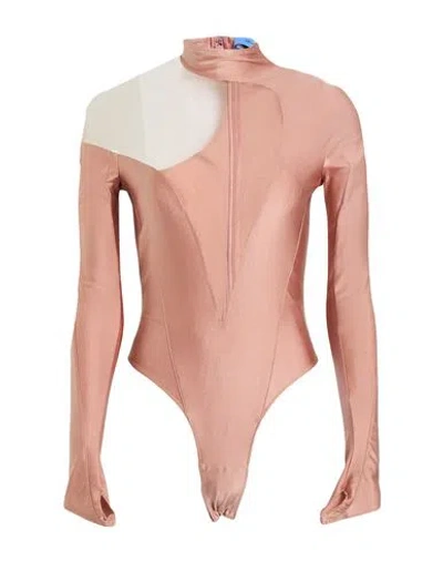 Mugler Woman Bodysuit Antique Rose Size 8 Polyamide, Elastane In Pink