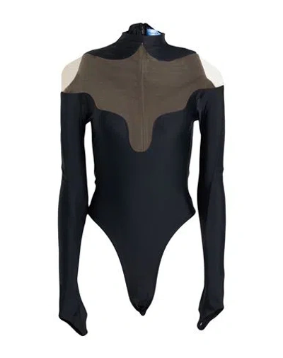 Mugler Woman Bodysuit Black Size 10 Polyamide, Elastane In Multi