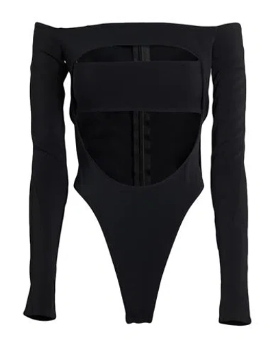 Mugler Woman Bodysuit Black Size 10 Viscose, Elastane