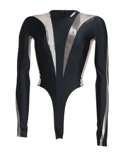 MUGLER MUGLER WOMAN BODYSUIT BLACK SIZE 12 POLYAMIDE, ELASTANE