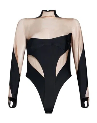 Mugler Woman Bodysuit Black Size 6 Polyamide, Elastane