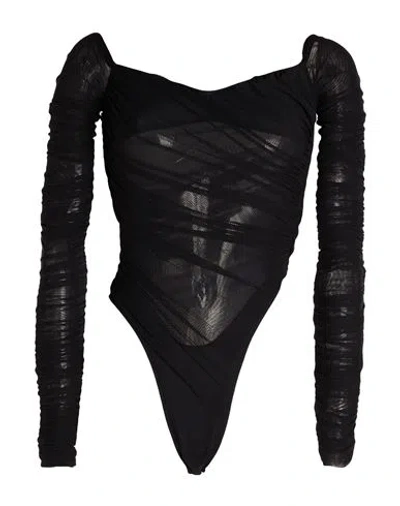 Mugler Woman Bodysuit Black Size 6 Polyamide, Elastane