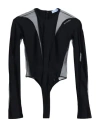 Mugler Woman Bodysuit Black Size 8 Polyamide, Elastane, Rubber, Cotton In Black