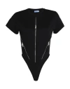 Mugler Zipped Jersey Bodysuit In Black
