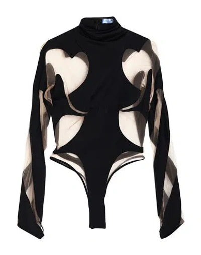 Mugler Woman Bodysuit Black Size 4 Polyamide, Elastane, Cotton