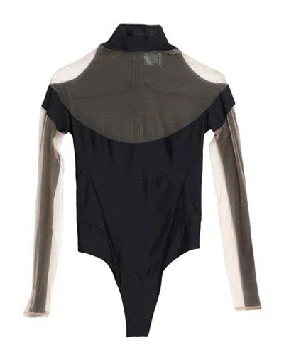 Mugler Woman Bodysuit Black Size 8 Polyamide, Elastane, Elastic Fibres, Cotton