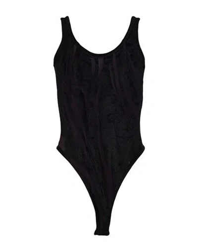 Mugler Woman Bodysuit Black Size M Rayon, Polyamide