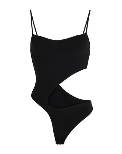 Mugler Woman Bodysuit Black Size Xl Viscose, Polyester