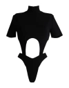 Mugler Woman Bodysuit Black Size Xl Viscose, Polyester In Black