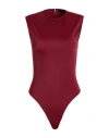 Mugler Woman Bodysuit Burgundy Size 14 Polyamide, Elastane In Red