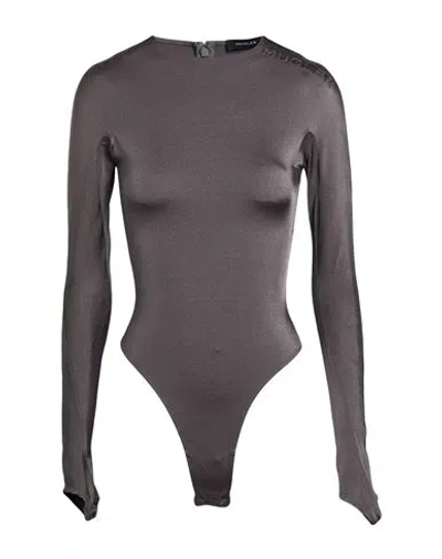 Mugler Woman Bodysuit Lead Size 14 Polyamide, Elastane In Black