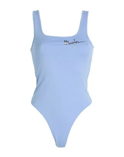 Mugler Woman Bodysuit Light Blue Size M Cotton