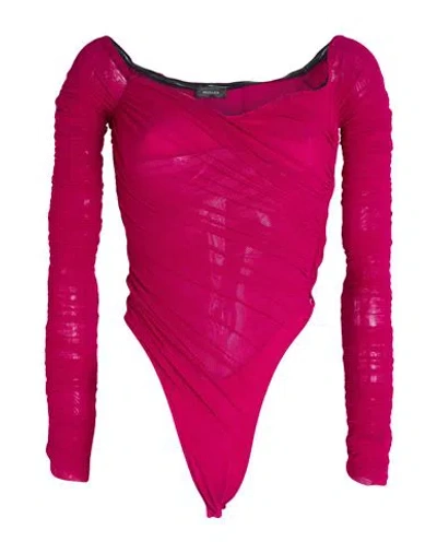 Mugler Woman Bodysuit Magenta Size 6 Polyamide, Elastane