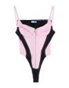 Mugler Woman Bodysuit Pink Size 10 Cotton, Rubber, Polyamide, Elastane In Pink