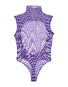 Mugler Woman Bodysuit Purple Size 10 Polyamide, Elastane In Purple