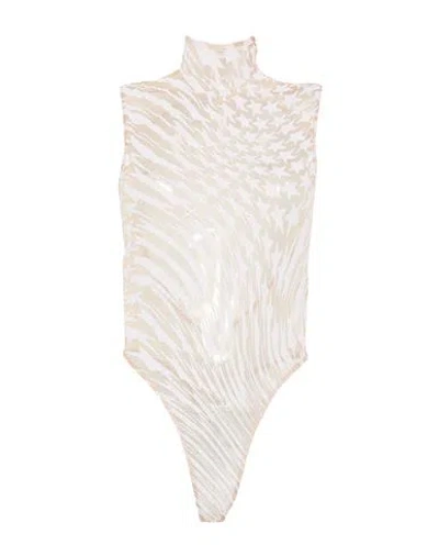 Mugler Woman Bodysuit White Size 12 Polyamide, Elastane