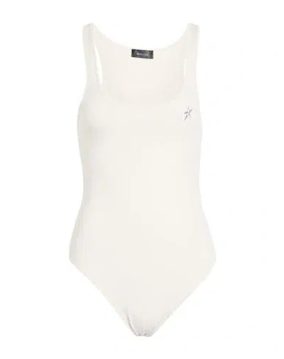 Mugler Woman Bodysuit White Size Xl Cotton, Elastane