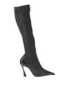 Mugler Woman Boot Charcoal Size 8 Leather, Textile Fibers In Grey