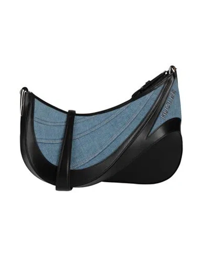 Mugler Woman Cross-body Bag Blue Size - Leather, Textile Fibers