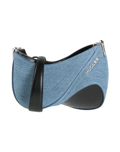 Mugler Woman Cross-body Bag Blue Size - Leather, Textile Fibers