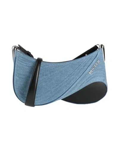 Mugler Woman Cross-body Bag Blue Size - Textile Fibers, Leather