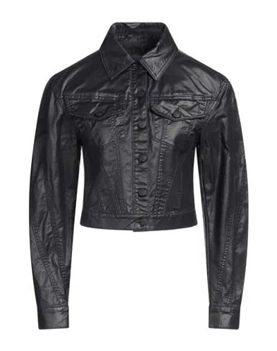 Mugler Woman Denim Outerwear Midnight Blue Size 6 Cotton