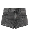 Mugler Woman Denim Shorts Black Size 29 Cotton, Elastane