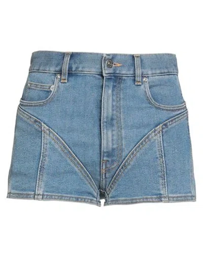 Mugler Woman Denim Shorts Blue Size 30 Cotton, Elastomultiester
